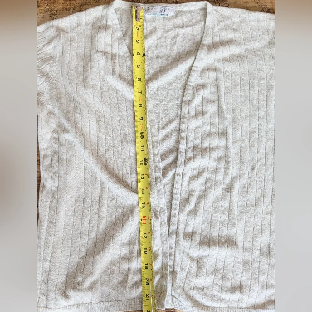VINTAGE Kathy Froese Cream Cable Knit Cardigan Sweater - Picture 5 of 7